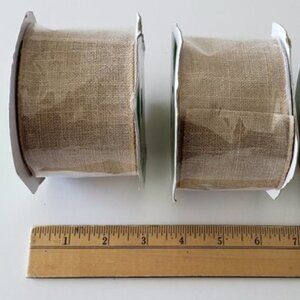 NWT - Wired Burlap Ribbon 2.5" Wide - 15 ft Spool (set of 2)